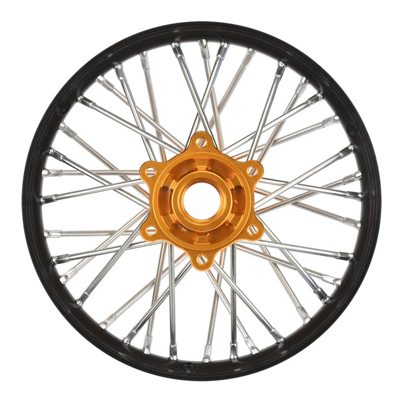برو-لاين ريسينج عجلة خلفية Pro-Line Racing 1/4 Pro-Spec ألومنيوم V2 خرزية مجمعة باللون الأسود/الذهبي Pro Moto-MX PRO283700T3 - Image 1